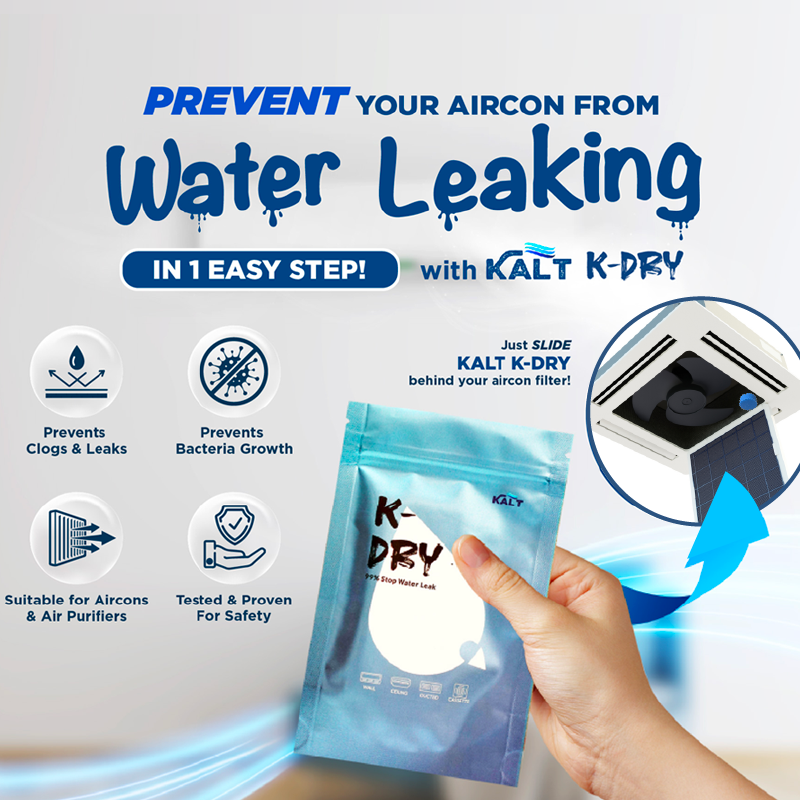 [KALT] K-Dry Anti Water Leak for Cassette Ceiling Exposed | Anti Clog | Aircon Bocoh | BioTech Film | Jelly Remover